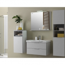 Set mobilier suspendat si lavoar Kolpasan, Lana, 80 cm, gri deschis